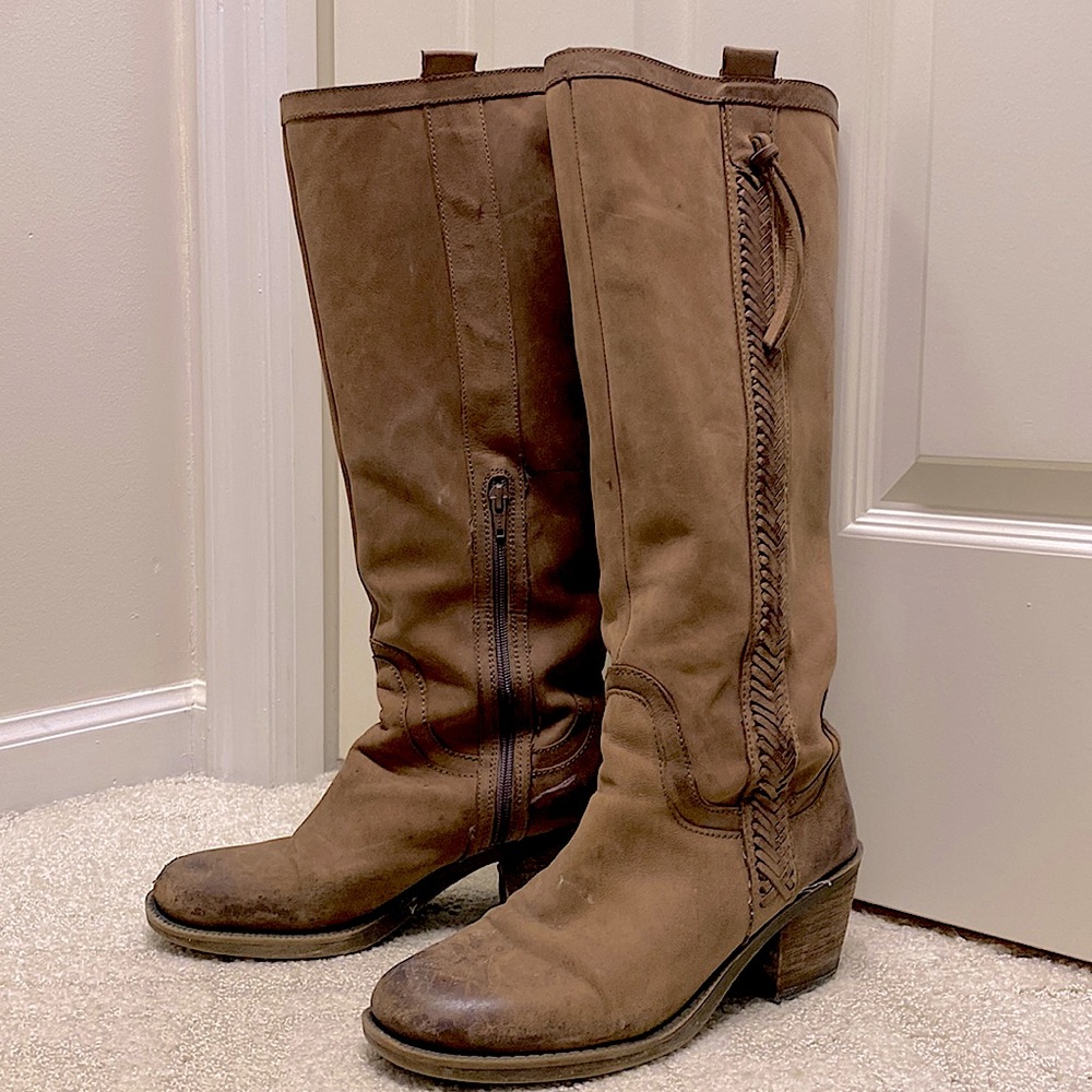 Suede knee high tassel boots. Nine West Vintage America Collection